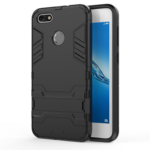 Cover Silicone e Plastica Opaca con Supporto per Huawei Y6 Pro (2017) Nero