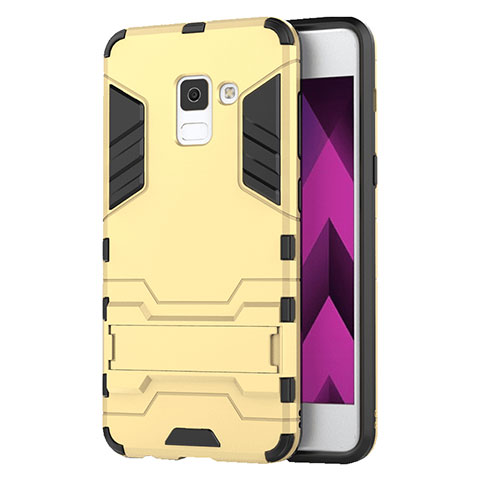 Cover Silicone e Plastica Opaca con Supporto per Samsung Galaxy A5 (2018) A530F Oro