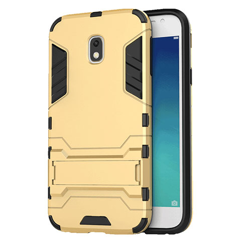 Cover Silicone e Plastica Opaca con Supporto per Samsung Galaxy Amp Prime 3 Oro