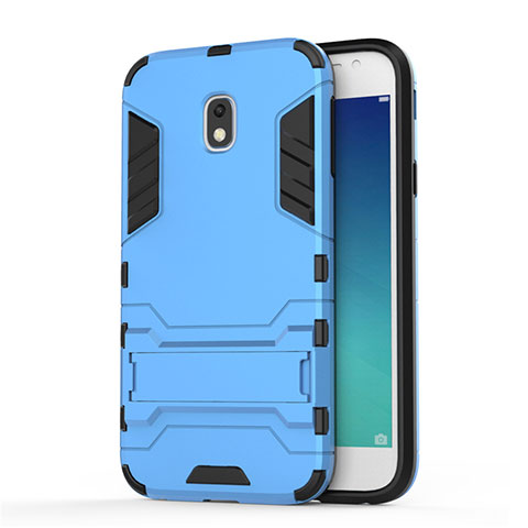 Cover Silicone e Plastica Opaca con Supporto per Samsung Galaxy J3 (2017) J330F DS Blu