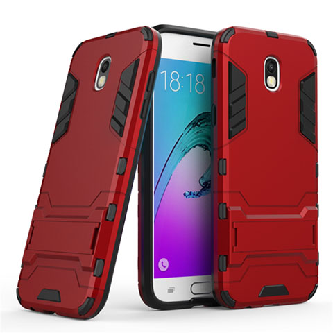 Cover Silicone e Plastica Opaca con Supporto per Samsung Galaxy J5 (2017) Duos J530F Rosso