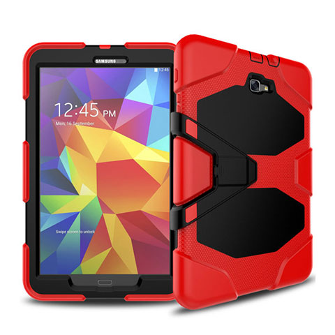 Cover Silicone e Plastica Opaca con Supporto per Samsung Galaxy Tab A6 10.1 SM-T580 SM-T585 Rosso