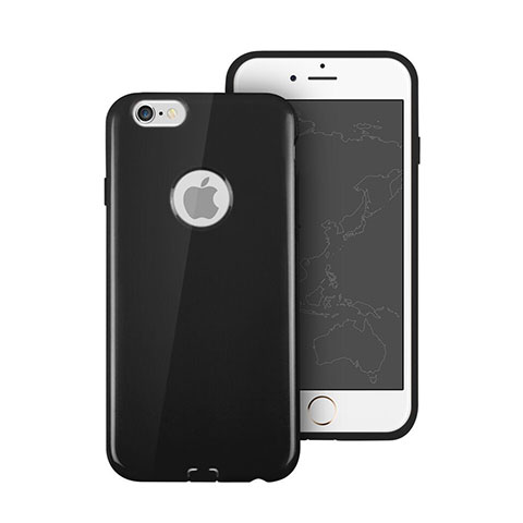 Cover Silicone Morbida Lucido con Foro per Apple iPhone 6S Nero