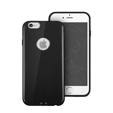 Cover Silicone Morbida Lucido con Foro per Apple iPhone 6S Plus Nero