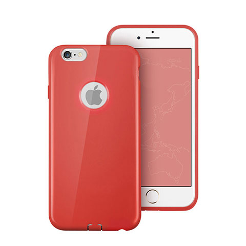 Cover Silicone Morbida Lucido con Foro per Apple iPhone 6S Plus Rosso