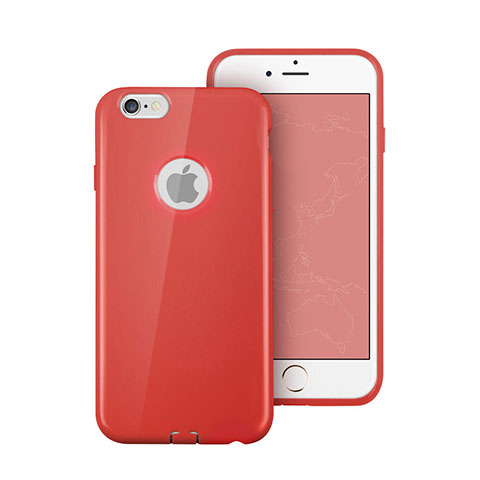 Cover Silicone Morbida Lucido con Foro per Apple iPhone 6S Rosso