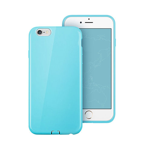 Cover Silicone Morbida Lucido per Apple iPhone 6 Plus Cielo Blu