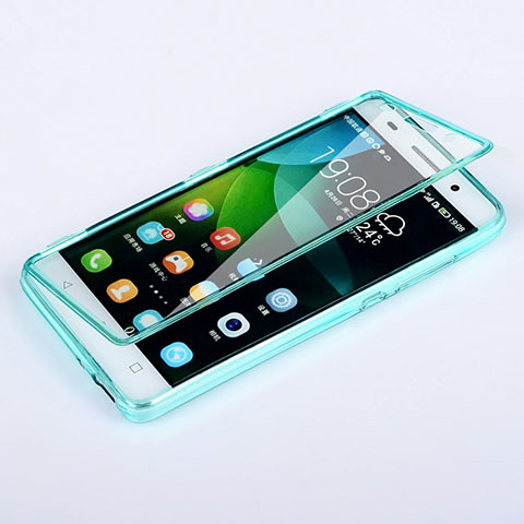 Cover Silicone Trasparente A Flip Morbida per Huawei Honor 4C Cielo Blu