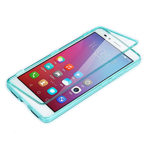 Cover Silicone Trasparente A Flip Morbida per Huawei Honor 5X Cielo Blu