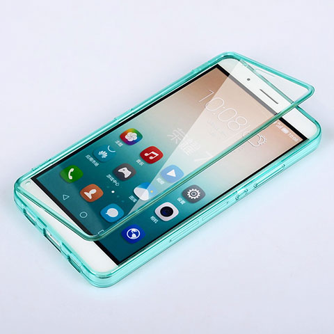 Cover Silicone Trasparente A Flip Morbida per Huawei Honor 7i shot X Cielo Blu
