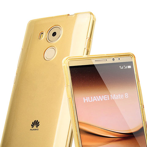 Cover Silicone Trasparente A Flip Morbida per Huawei Mate 8 Oro