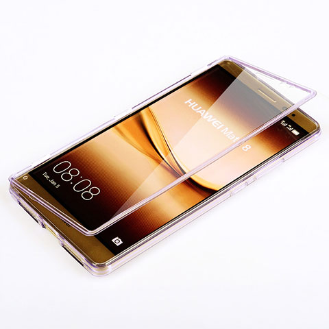 Cover Silicone Trasparente A Flip Morbida per Huawei Mate 8 Rosa