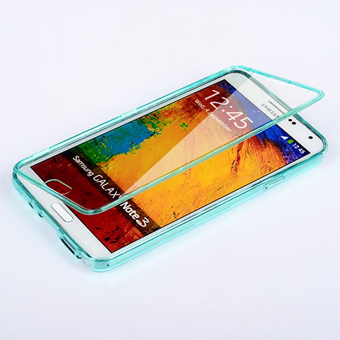 Cover Silicone Trasparente A Flip Morbida per Samsung Galaxy Note 3 N9000 Cielo Blu