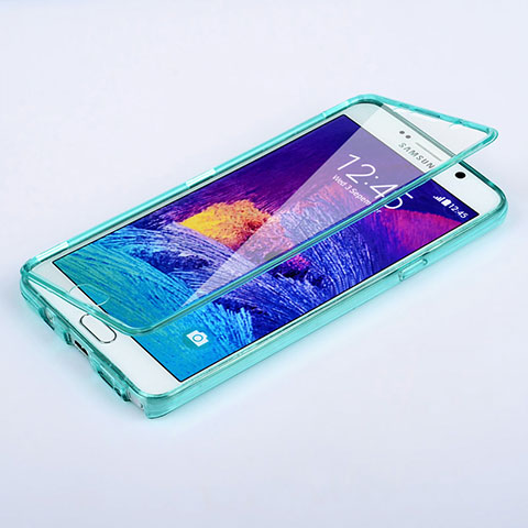 Cover Silicone Trasparente A Flip Morbida per Samsung Galaxy Note 5 N9200 N920 N920F Cielo Blu