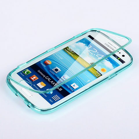 Cover Silicone Trasparente A Flip Morbida per Samsung Galaxy S3 4G i9305 Cielo Blu