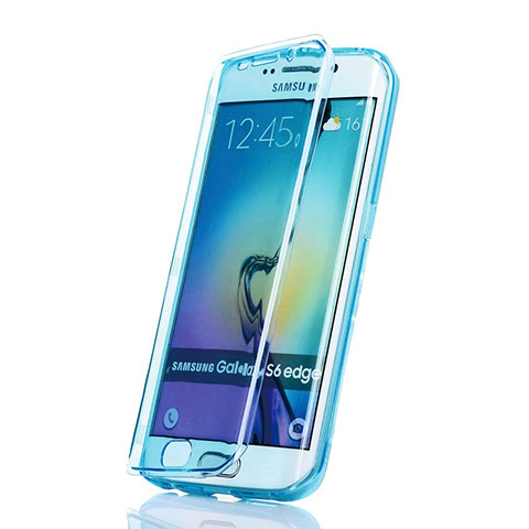 Cover Silicone Trasparente A Flip Morbida per Samsung Galaxy S6 Edge SM-G925 Blu