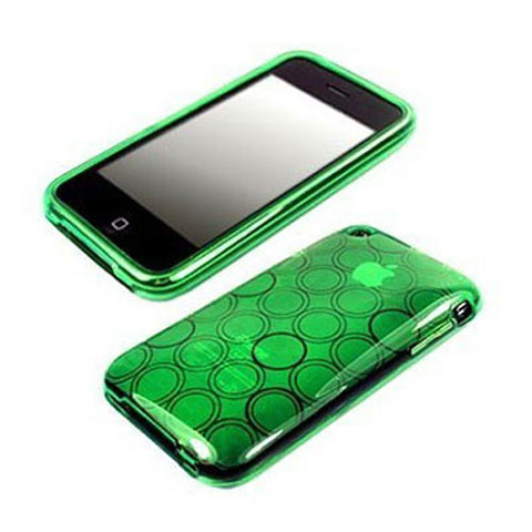 Cover Silicone Trasparente Morbida Cerchio per Apple iPhone 3G 3GS Verde