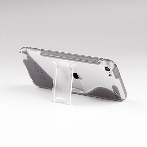 Cover Silicone Trasparente Morbida S-Line con Supporto per Apple iPod Touch 5 Grigio