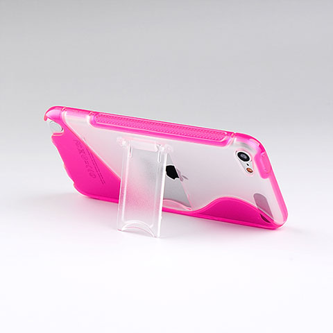 Cover Silicone Trasparente Morbida S-Line con Supporto per Apple iPod Touch 5 Rosa Caldo