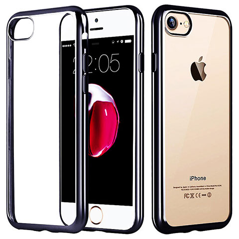 Cover Silicone Trasparente Opaca Laterale per Apple iPhone SE (2020) Nero