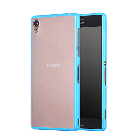 Cover Silicone Trasparente Opaca Laterale per Sony Xperia Z3 Cielo Blu