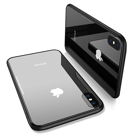 Cover Silicone Trasparente Specchio Laterale per Apple iPhone X Nero