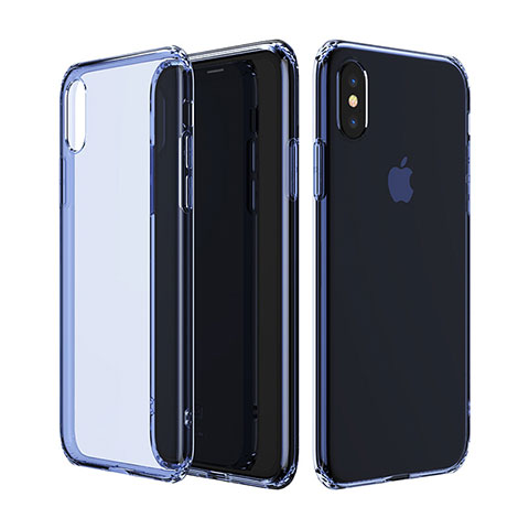 Cover Silicone Trasparente Ultra Slim Morbida per Apple iPhone Xs Max Blu