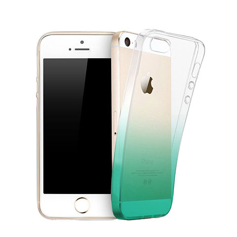 Cover Silicone Trasparente Ultra Slim Morbida Sfumato per Apple iPhone 5 Verde