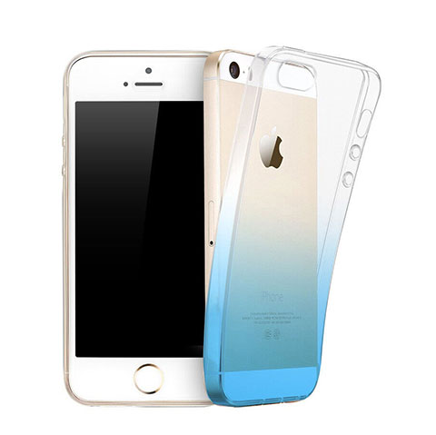 Cover Silicone Trasparente Ultra Slim Morbida Sfumato per Apple iPhone 5S Blu