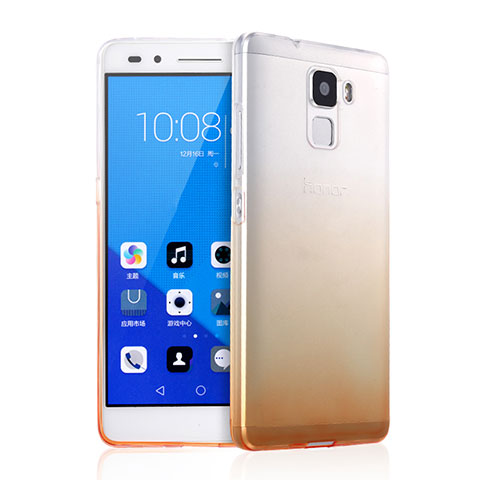 Cover Silicone Trasparente Ultra Slim Morbida Sfumato per Huawei Honor 7 Dual SIM Giallo