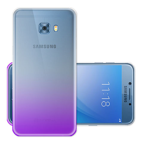 Cover Silicone Trasparente Ultra Slim Morbida Sfumato per Samsung Galaxy C7 Pro C7010 Viola