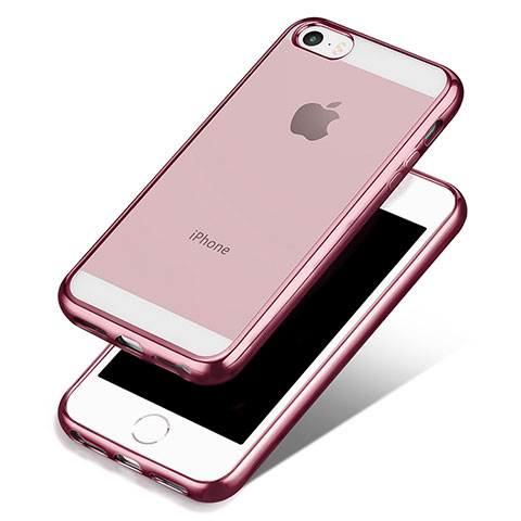 Cover Silicone Trasparente Ultra Sottile Morbida H01 per Apple iPhone 5 Rosa