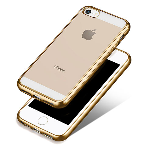 Cover Silicone Trasparente Ultra Sottile Morbida H01 per Apple iPhone SE Oro