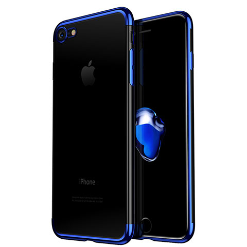 Cover Silicone Trasparente Ultra Sottile Morbida H02 per Apple iPhone 6 Plus Blu