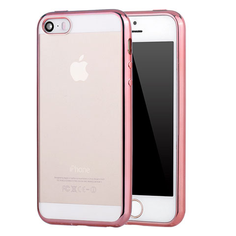 Cover Silicone Trasparente Ultra Sottile Morbida H03 per Apple iPhone 5S Rosa