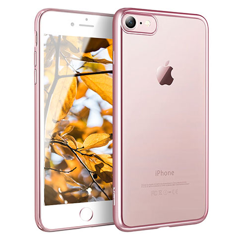 Cover Silicone Trasparente Ultra Sottile Morbida H11 per Apple iPhone 7 Oro Rosa