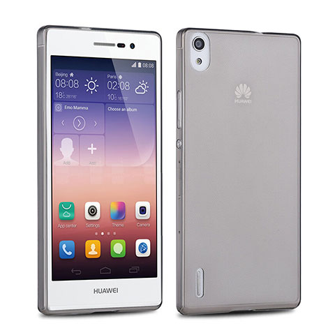 Cover Silicone Trasparente Ultra Sottile Morbida per Huawei P7 Dual SIM Grigio