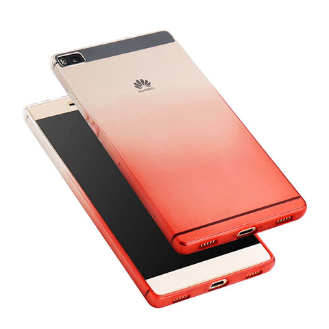 Cover Silicone Trasparente Ultra Sottile Morbida Sfumato per Huawei P8 Rosso
