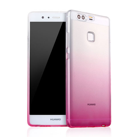 Cover Silicone Trasparente Ultra Sottile Morbida Sfumato per Huawei P9 Plus Rosa
