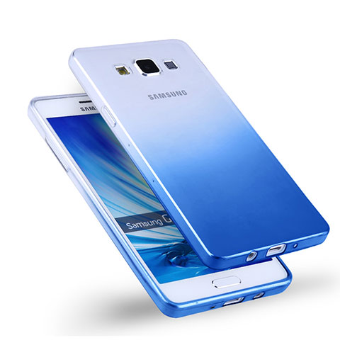 Cover Silicone Trasparente Ultra Sottile Morbida Sfumato per Samsung Galaxy A5 Duos SM-500F Blu