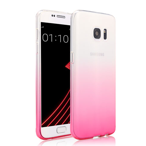 Cover Silicone Trasparente Ultra Sottile Morbida Sfumato per Samsung Galaxy S7 G930F G930FD Rosa