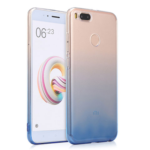 Cover Silicone Trasparente Ultra Sottile Morbida Sfumato per Xiaomi Mi A1 Blu