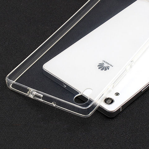 Cover Silicone Trasparente Ultra Sottile Morbida T02 per Huawei Ascend P7 Chiaro