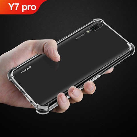 Cover Silicone Trasparente Ultra Sottile Morbida T03 per Huawei Y7 (2019) Chiaro