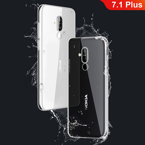 Cover Silicone Trasparente Ultra Sottile Morbida T03 per Nokia 7.1 Plus Chiaro