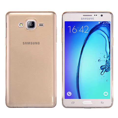 Cover Silicone Trasparente Ultra Sottile Morbida T03 per Samsung Galaxy On7 G600FY Oro