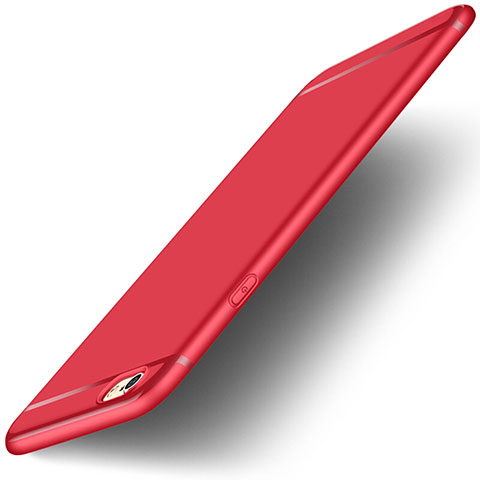 Cover Silicone Ultra Sottile Morbida con Anello Supporto per Apple iPhone 6 Plus Rosso