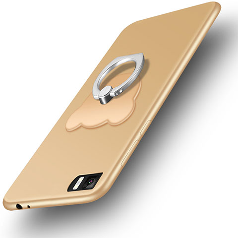 Cover Silicone Ultra Sottile Morbida con Anello Supporto per Xiaomi Mi 3 Oro