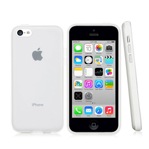 Cover Silicone Ultra Sottile Morbida Laterale Opaca per Apple iPhone 5C Bianco