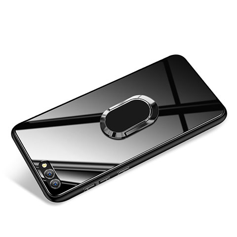 Cover Silicone Ultra Sottile Morbida Specchio con Anello Supporto per Huawei Honor V10 Nero